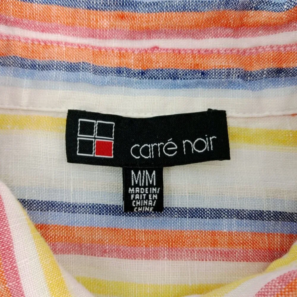 Carre Noir Shirt‎ Button Down Long Roll Tab Sleeve 100% Tencel Women's Size M